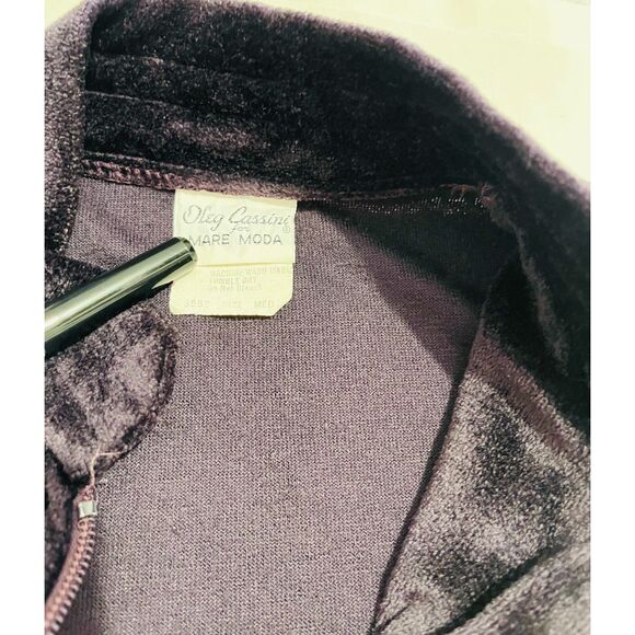 Oleg Cassini for Sare Moda velour sweater VTG purple full zip women's  M - Picture 4 of 5